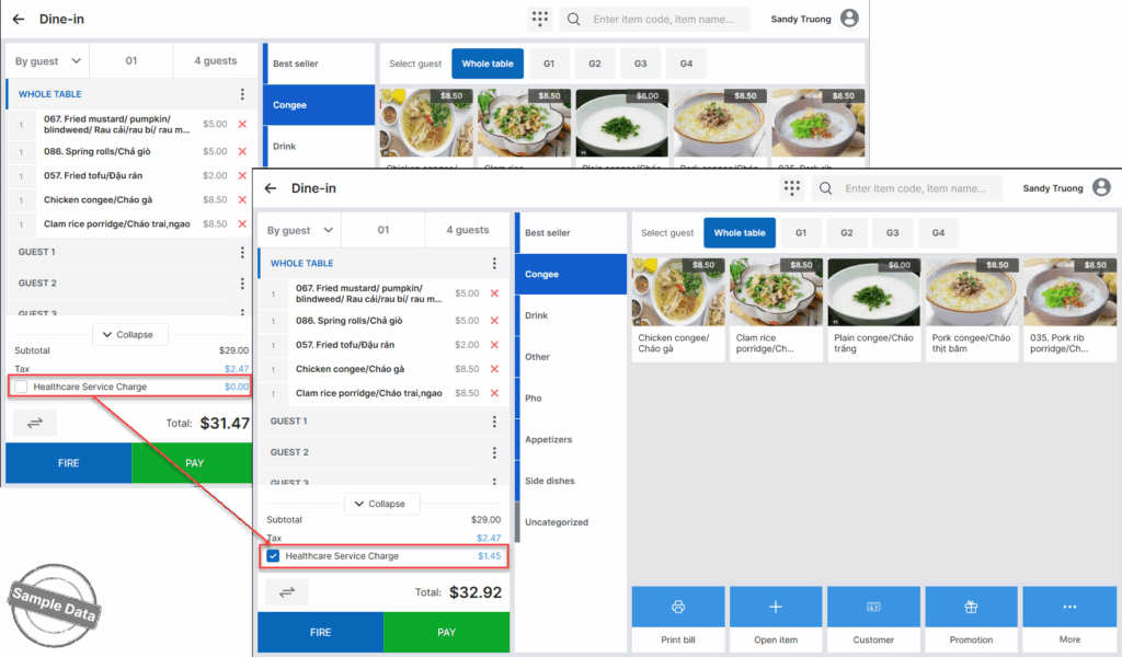 Dine In Incharge Set up service charge for Dine-in, To-go và Delivery – Tài liệu hướng dẫn